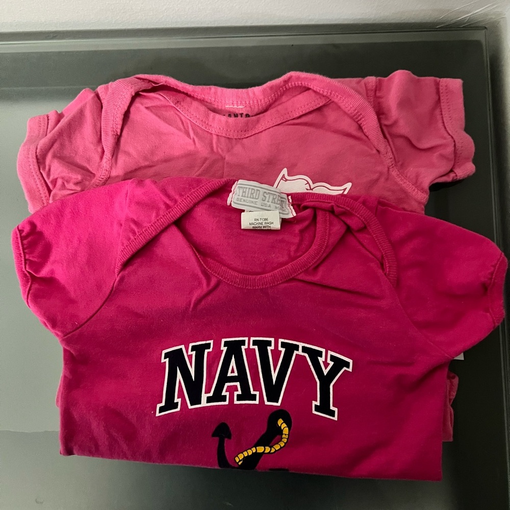 Kids baby girls Pink Navy T-Shirt